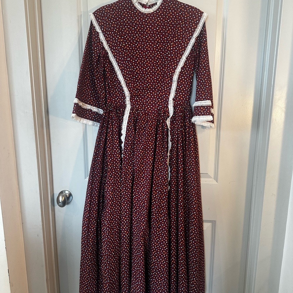 Vintage Homemade Gunne Sax Inspired Cottage Core Prairie Micro Floral Maxi Dress - Picture 6 of 9